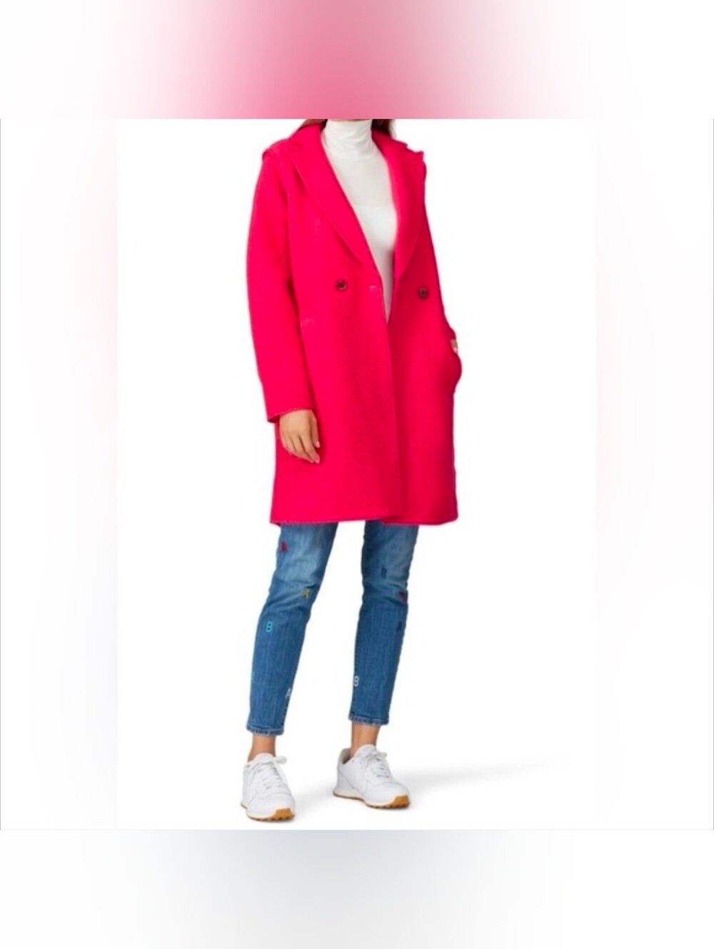J.Crew Daphne Italian Boiled Wool Topcoat Hot Pink Double Breasted Coat Size 4